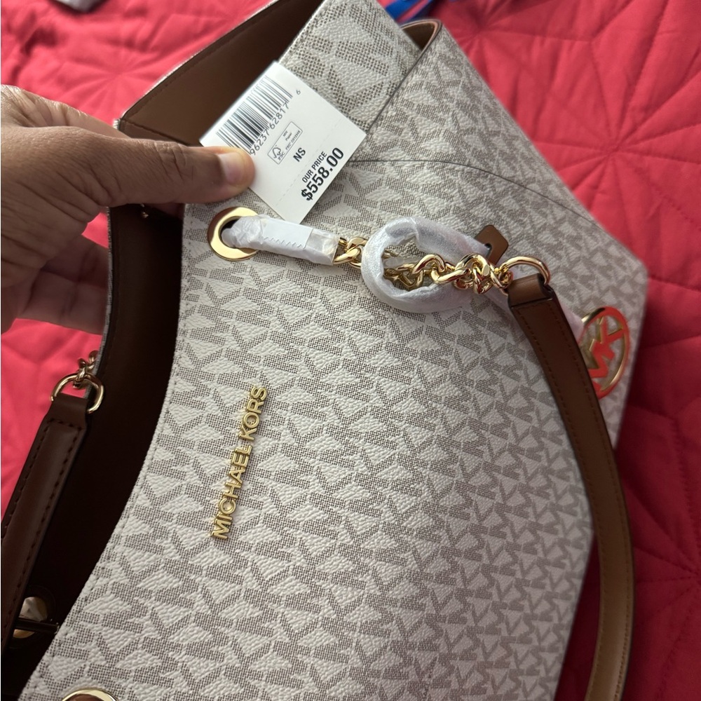 Michael Kors Cream Monogram Shoulder Bag